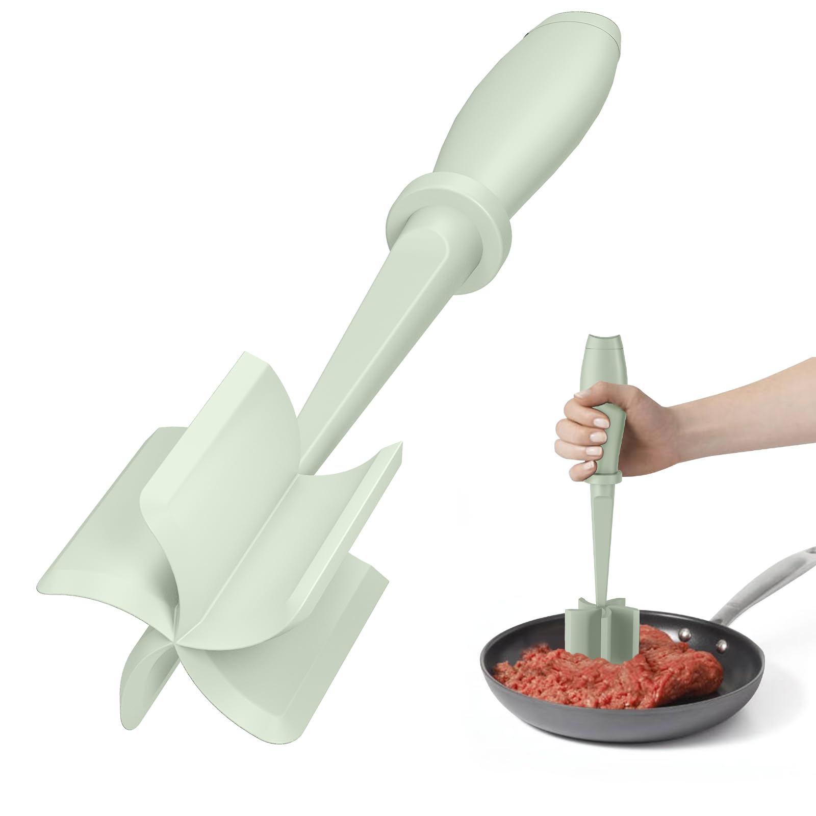 Meat Chopper, Hamburger Grinder, Premium Heat Resistant Smasher for Ground Beef, Burger Grinder Nylon Potato Mix Tool, Meat & Poultry Tenderizers-Black