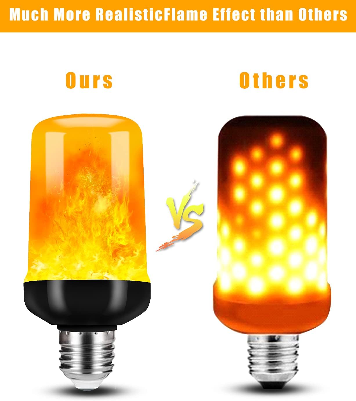 Hompavo 【Upgraded】 LED Flame Light Bulbs, 4 Modes Flickering Light Bulbs with Upside Down Effect, E26/E27 Flame Bulb for Halloween Christmas Party Patio Porch Home Indoor & Outdoor Decorations - 2