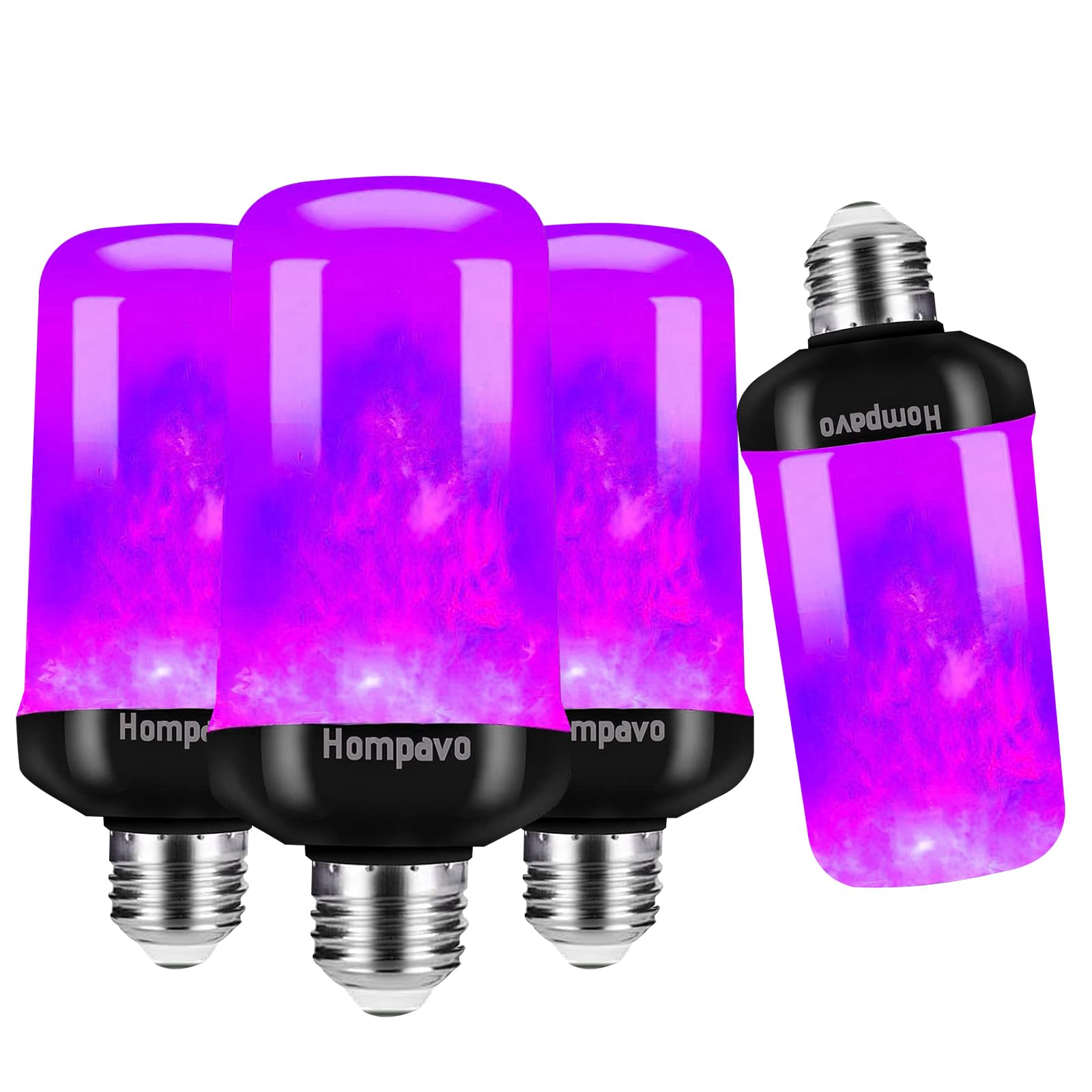 Hompavo 【Upgraded】 LED Flame Light Bulbs, 4 Modes Flickering Light Bulbs with Upside Down Effect, E26/E27 Flame Bulb for Halloween Christmas Party Patio Porch Home Indoor & Outdoor Decorations - 2