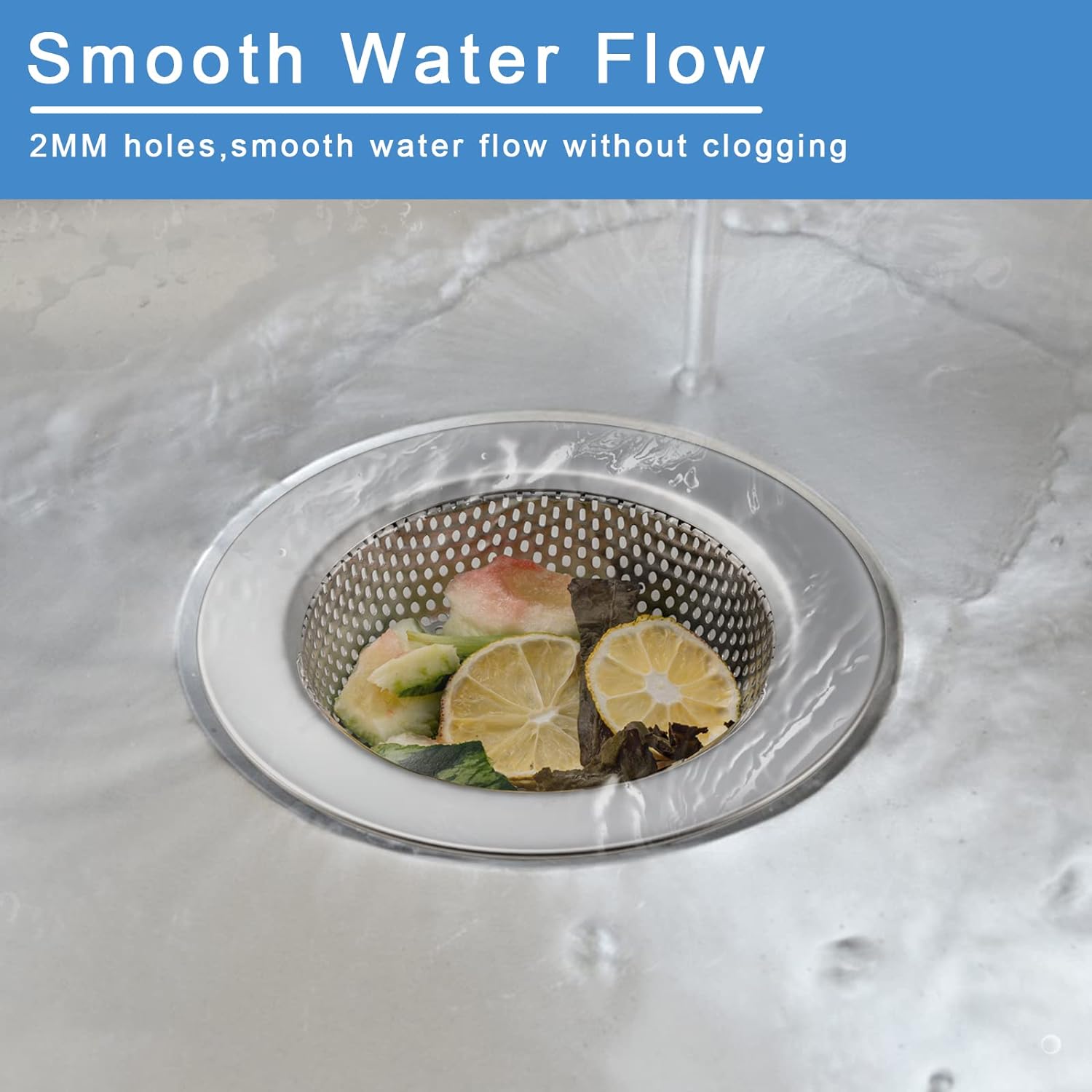 2 Pcs Sink Strainer for Most Kitchen Sink Drain Basket, Upgraded Double-Layer Safe Design Kitchen Sink Strainer (Outer Diameter 4.5 Inch)