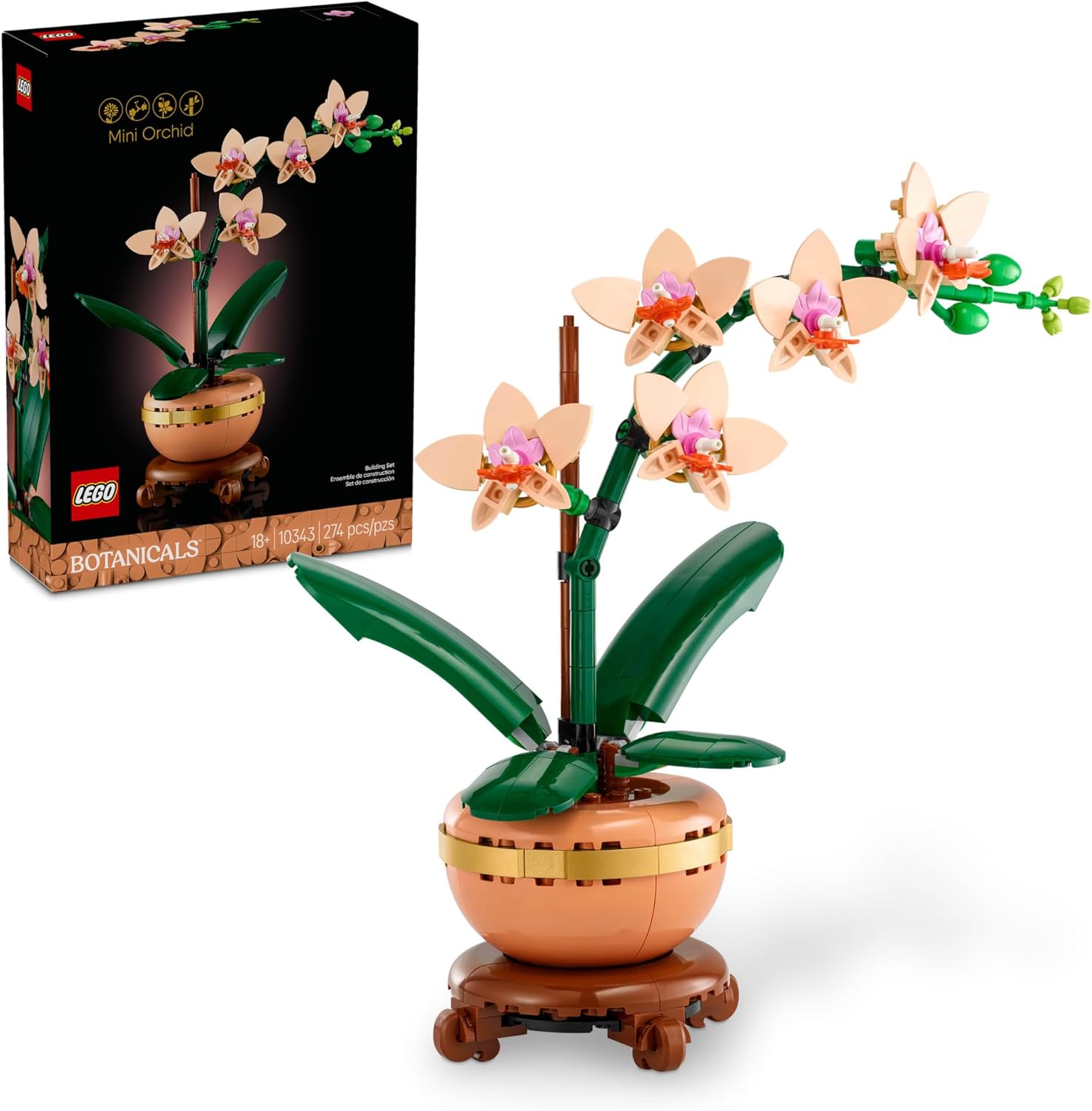 LEGO Botanicals Mini Orchid Building Set - Artificial, Fake Orchid for Home Decor, Adults Ages 18+ - Gift for Birthdays - Indoor Plant Decorations for Table, Desk, Office - 10343