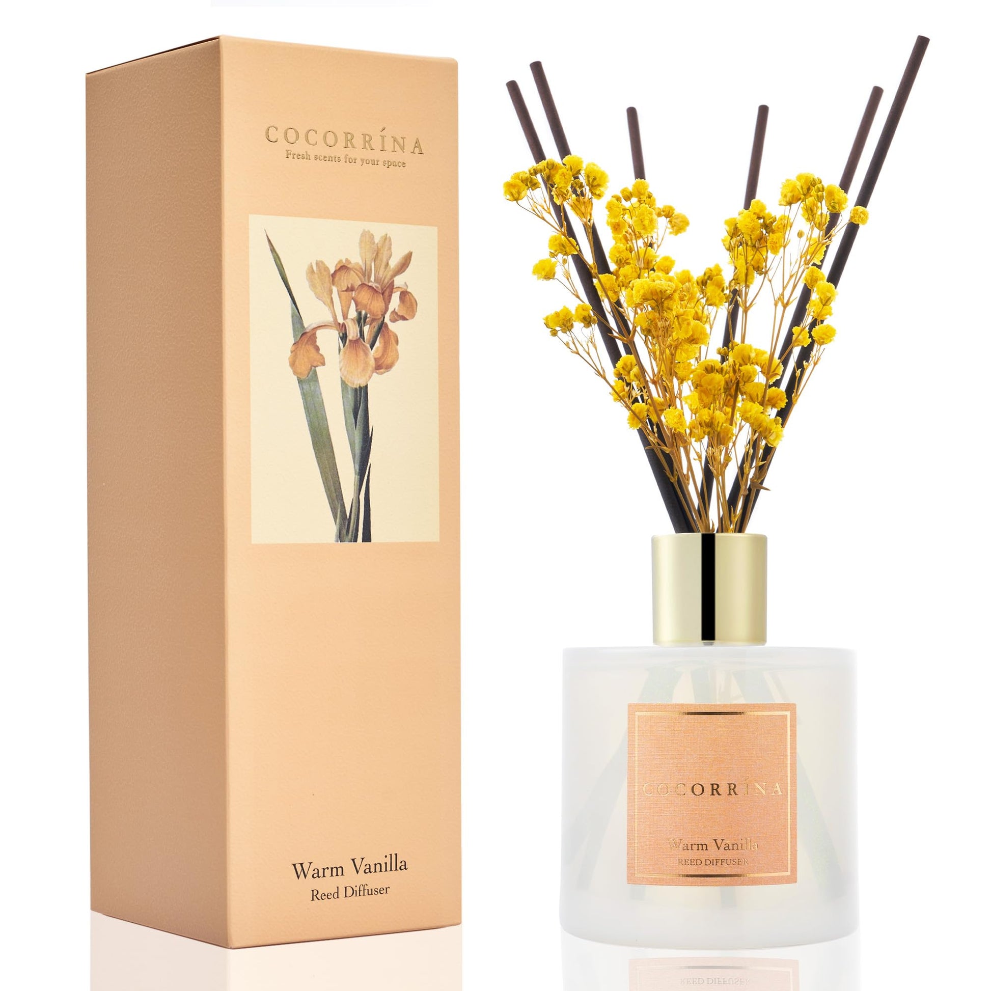 Cocorrína Reed Diffuser Set, Clean Linen 6.7 fl oz Scented Diffuser with Sticks Home Fragrance Reed Diffuser for Bathroom Shelf Decor