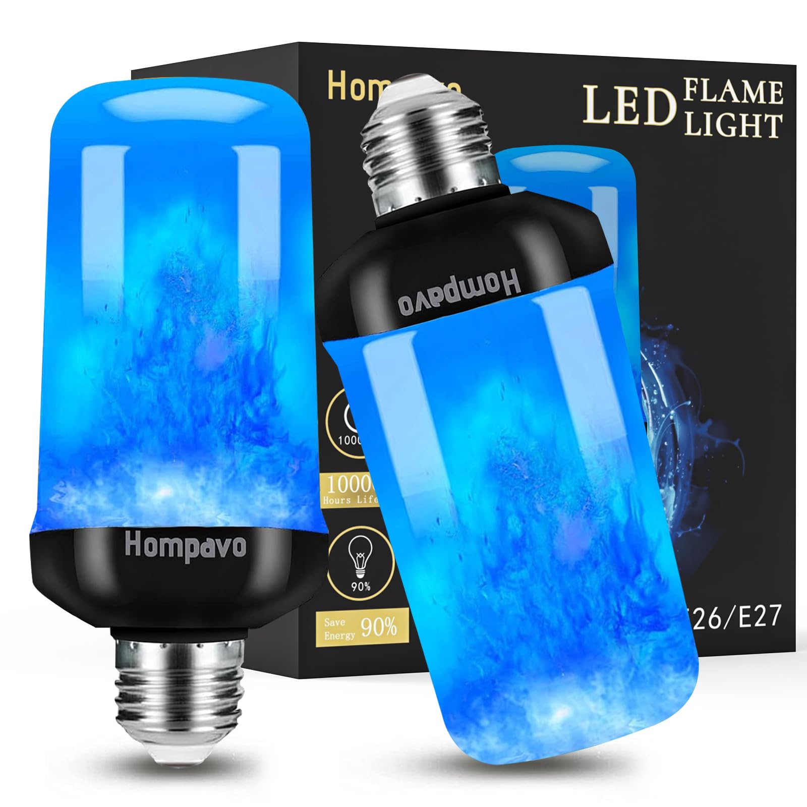 Hompavo 【Upgraded】 LED Flame Light Bulbs, 4 Modes Flickering Light Bulbs with Upside Down Effect, E26/E27 Flame Bulb for Halloween Christmas Party Patio Porch Home Indoor & Outdoor Decorations - 2