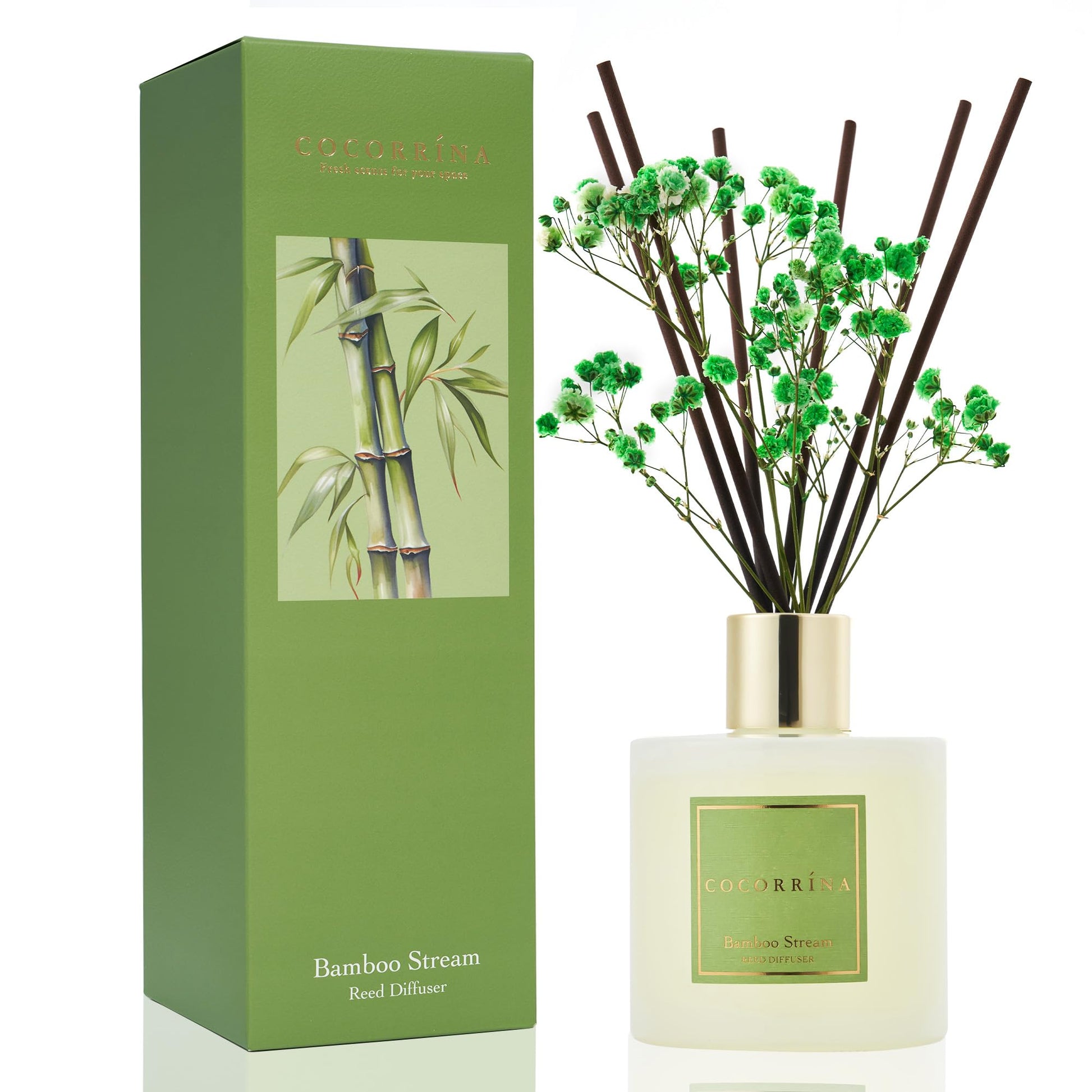Cocorrína Reed Diffuser Set, Clean Linen 6.7 fl oz Scented Diffuser with Sticks Home Fragrance Reed Diffuser for Bathroom Shelf Decor