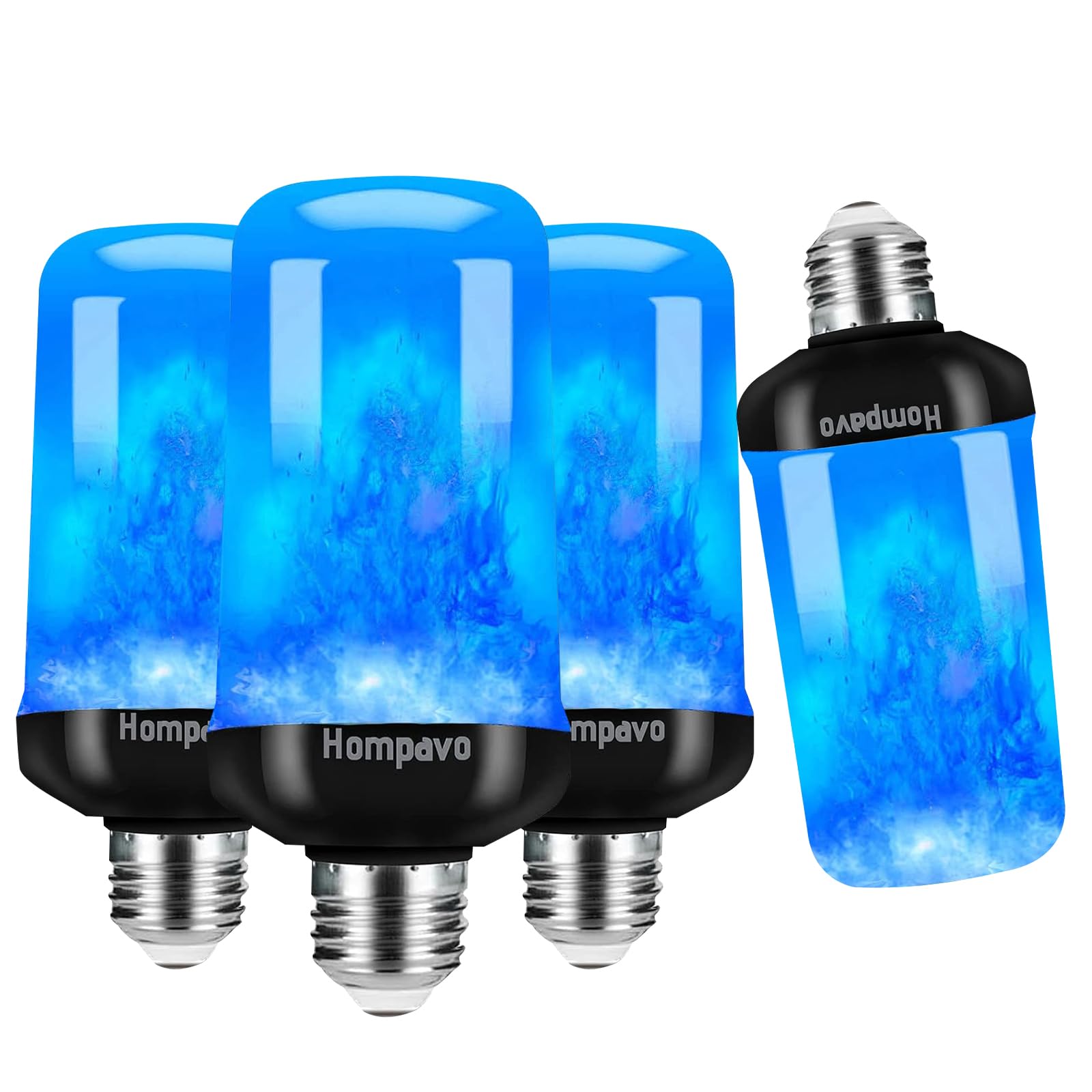 Hompavo 【Upgraded】 LED Flame Light Bulbs, 4 Modes Flickering Light Bulbs with Upside Down Effect, E26/E27 Flame Bulb for Halloween Christmas Party Patio Porch Home Indoor & Outdoor Decorations - 2
