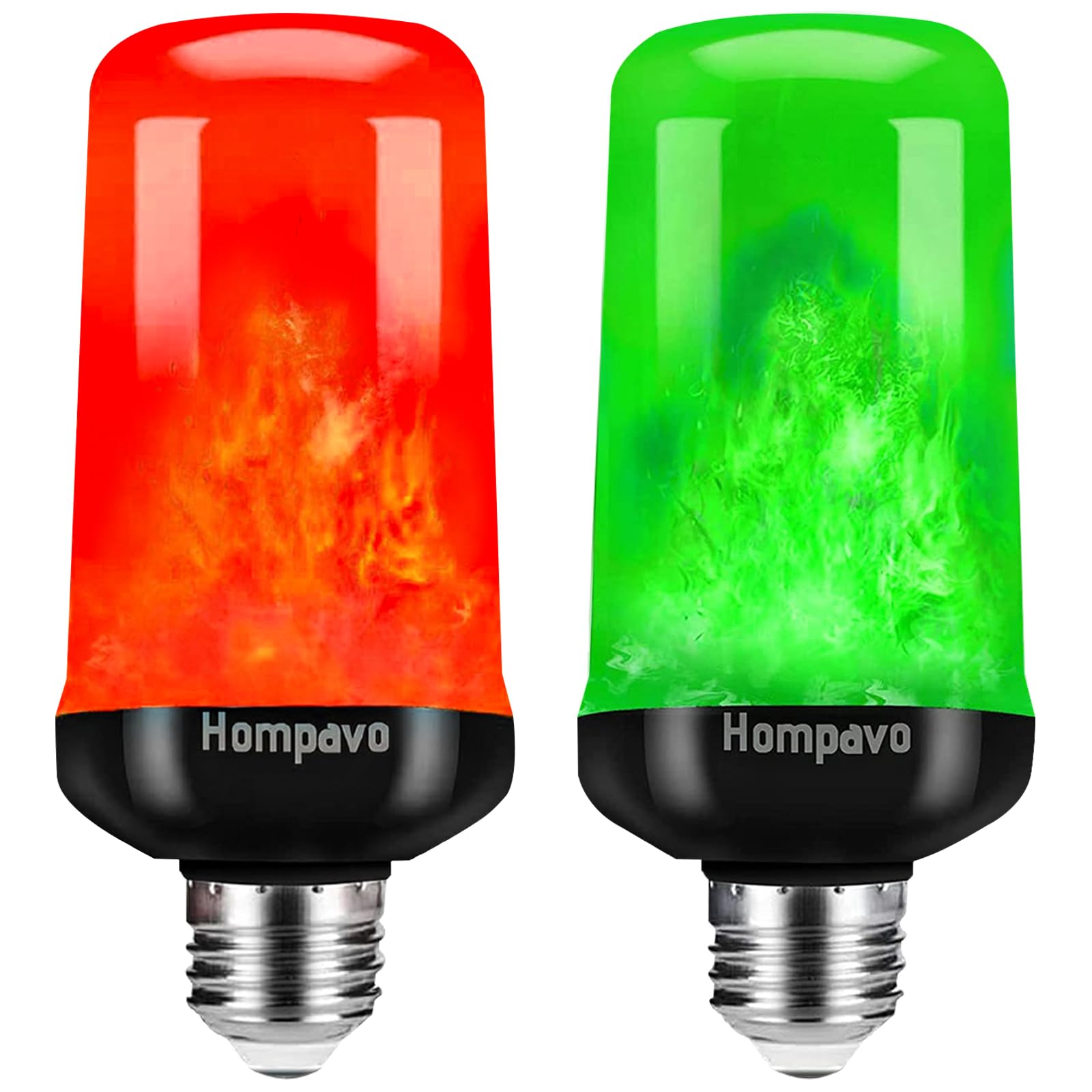 Hompavo 【Upgraded】 LED Flame Light Bulbs, 4 Modes Flickering Light Bulbs with Upside Down Effect, E26/E27 Flame Bulb for Halloween Christmas Party Patio Porch Home Indoor & Outdoor Decorations - 2