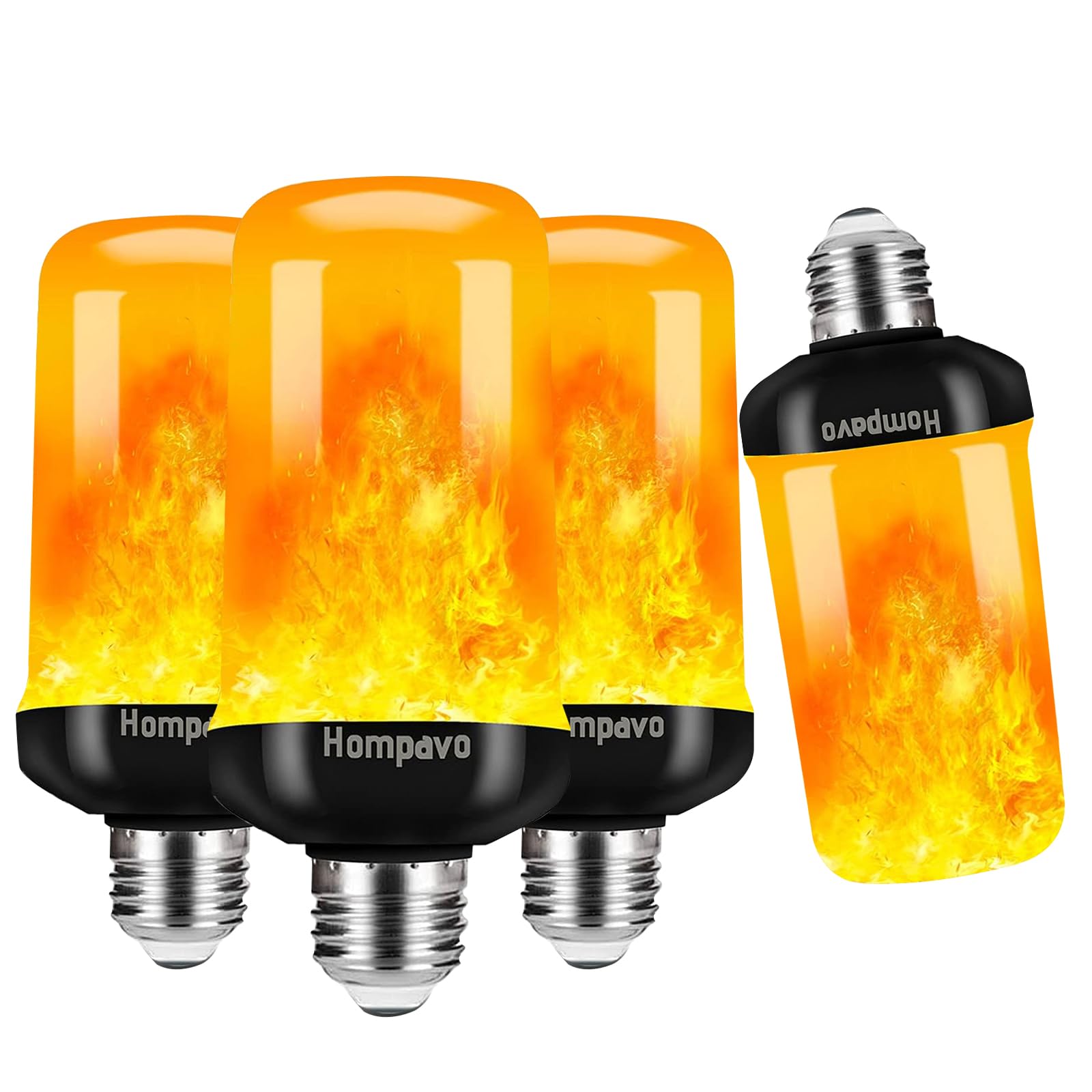 Hompavo 【Upgraded】 LED Flame Light Bulbs, 4 Modes Flickering Light Bulbs with Upside Down Effect, E26/E27 Flame Bulb for Halloween Christmas Party Patio Porch Home Indoor & Outdoor Decorations - 2