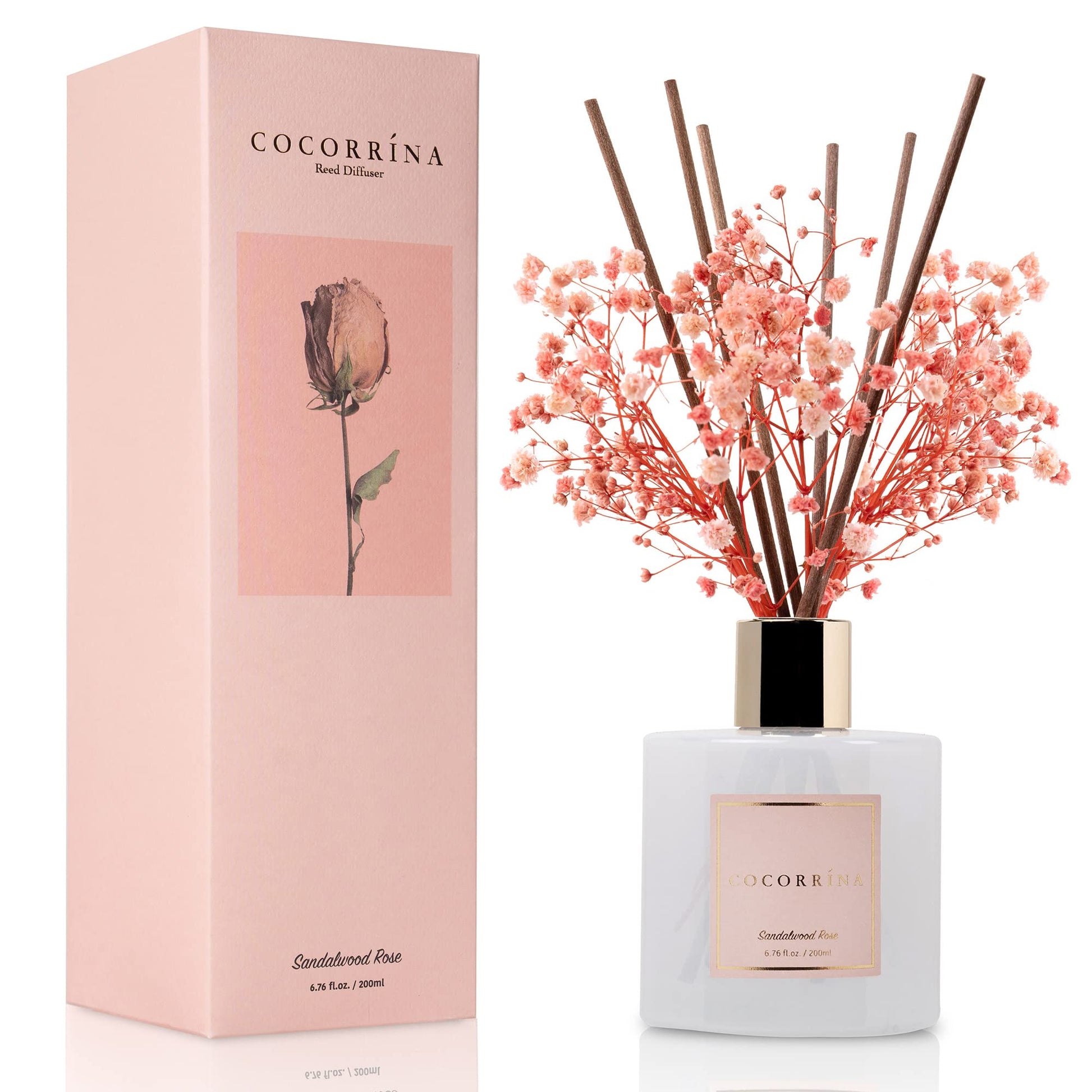 Cocorrína Reed Diffuser Set, Clean Linen 6.7 fl oz Scented Diffuser with Sticks Home Fragrance Reed Diffuser for Bathroom Shelf Decor