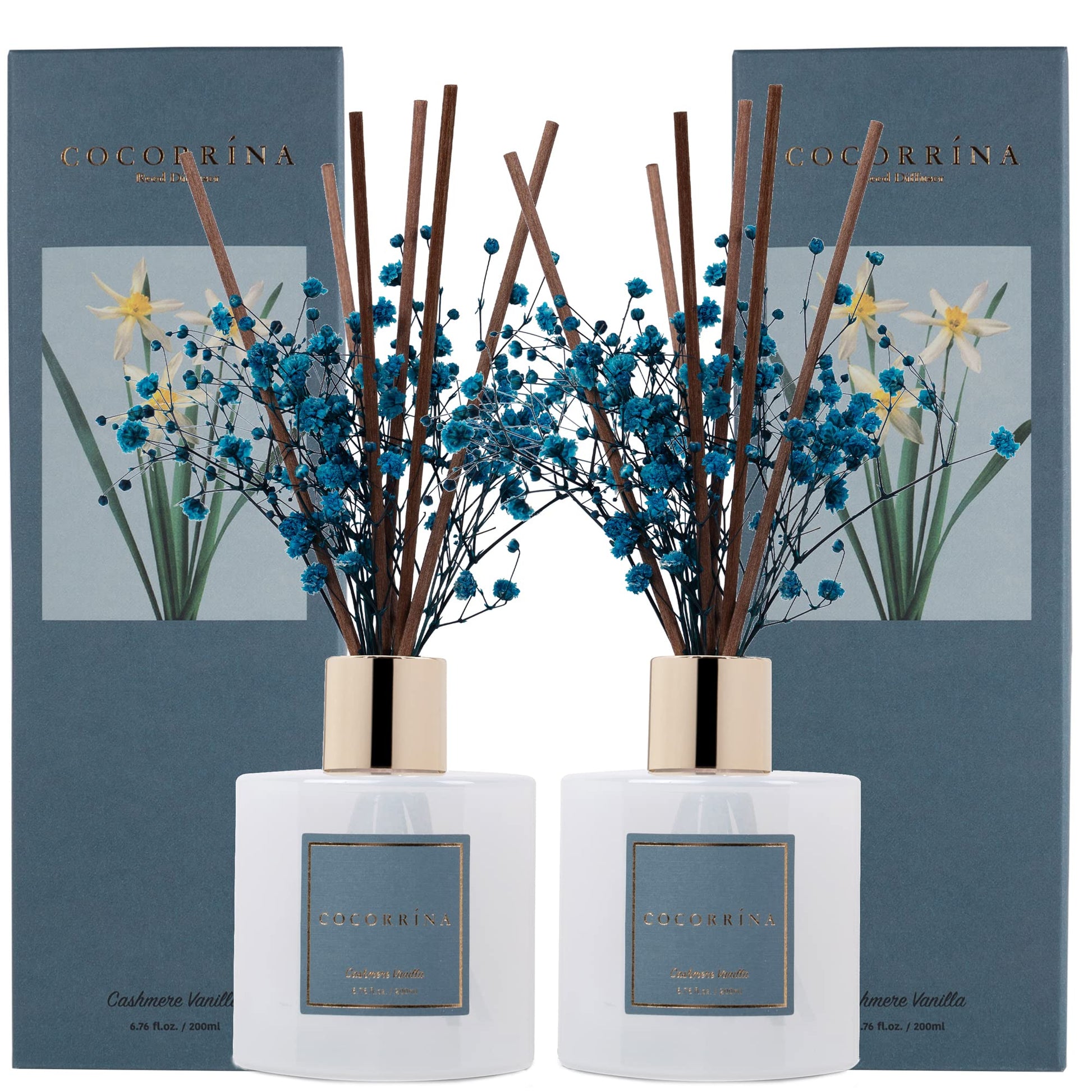 Cocorrína Reed Diffuser Set, Clean Linen 6.7 fl oz Scented Diffuser with Sticks Home Fragrance Reed Diffuser for Bathroom Shelf Decor