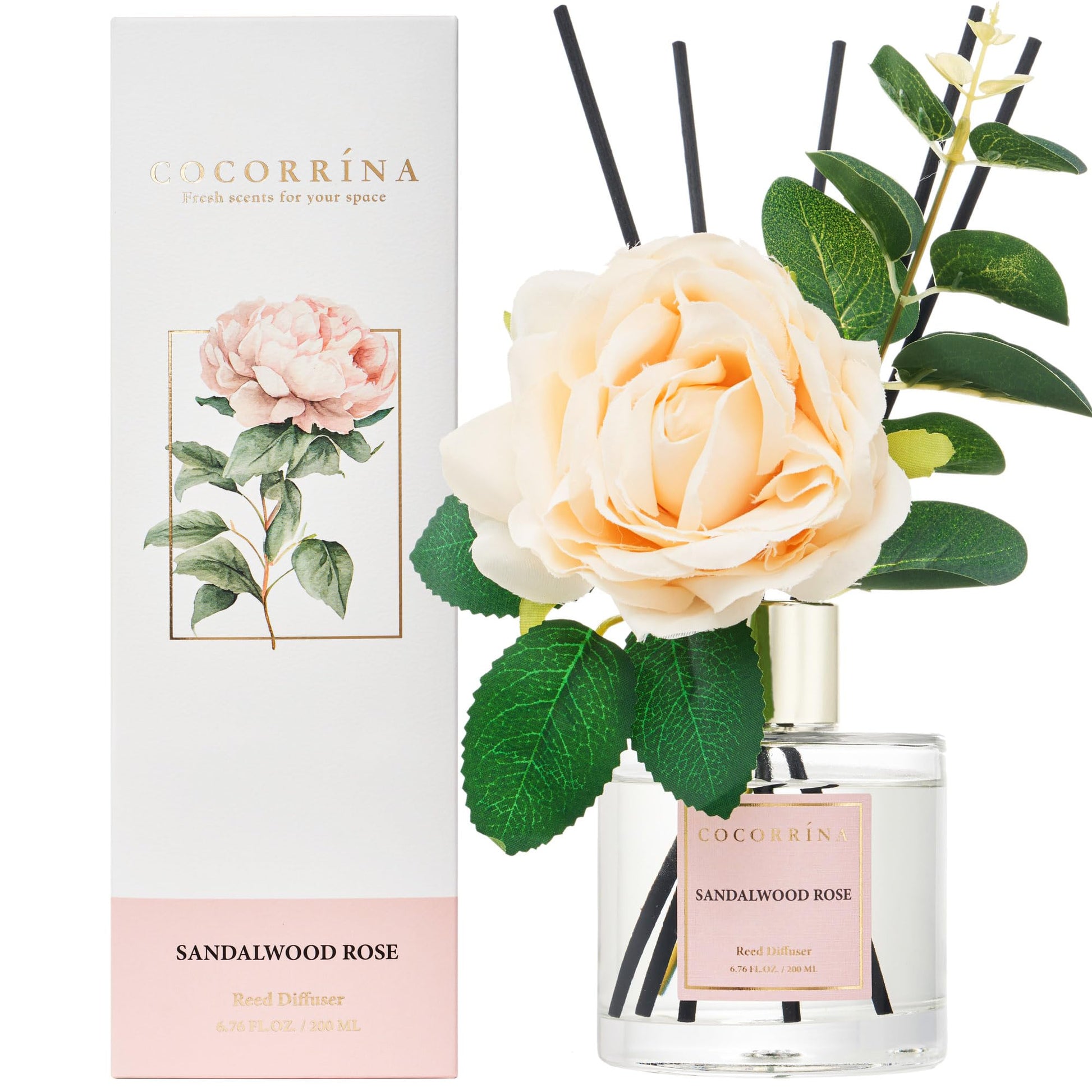 Cocorrína Reed Diffuser Set, Clean Linen 6.7 fl oz Scented Diffuser with Sticks Home Fragrance Reed Diffuser for Bathroom Shelf Decor