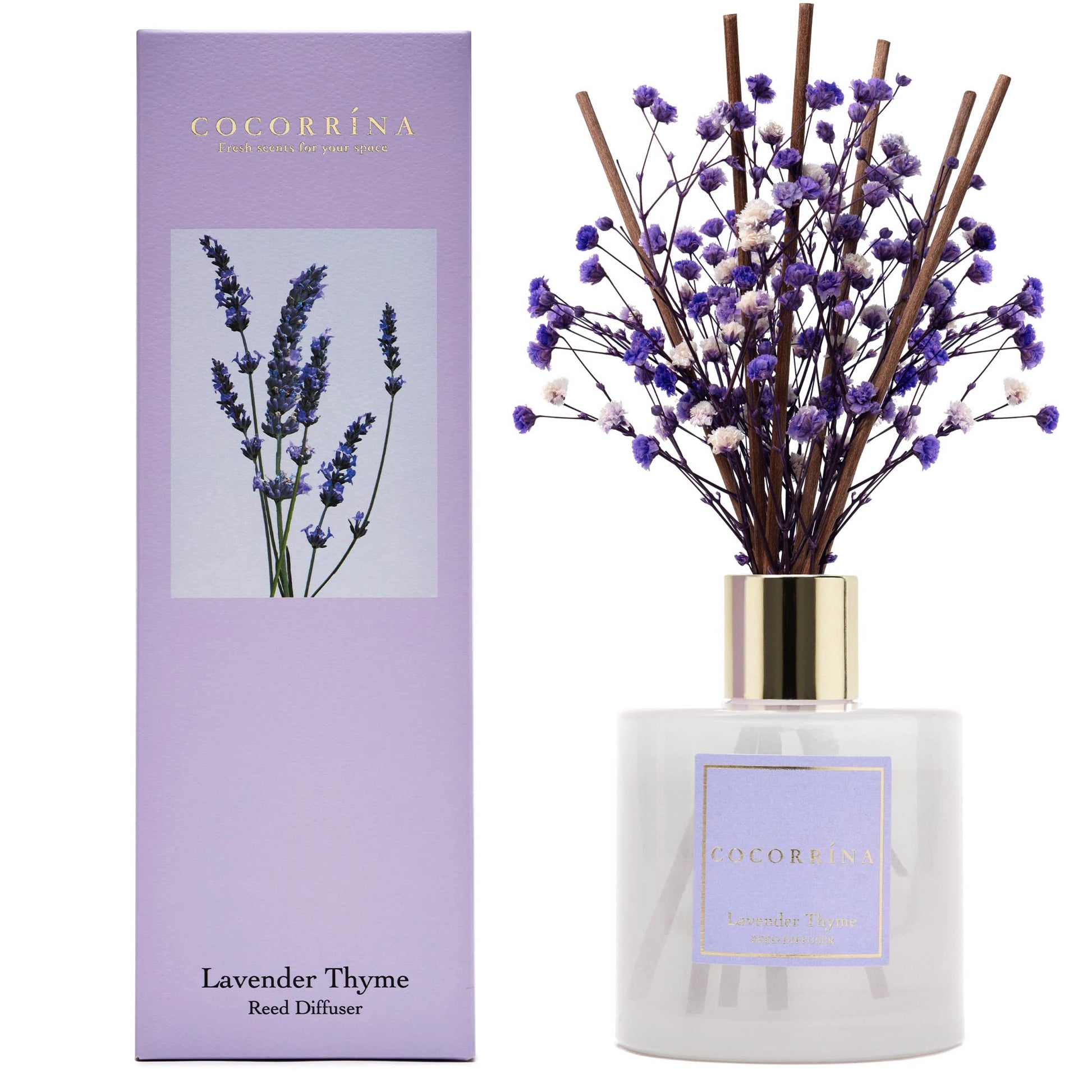 Cocorrína Reed Diffuser Set, Clean Linen 6.7 fl oz Scented Diffuser with Sticks Home Fragrance Reed Diffuser for Bathroom Shelf Decor