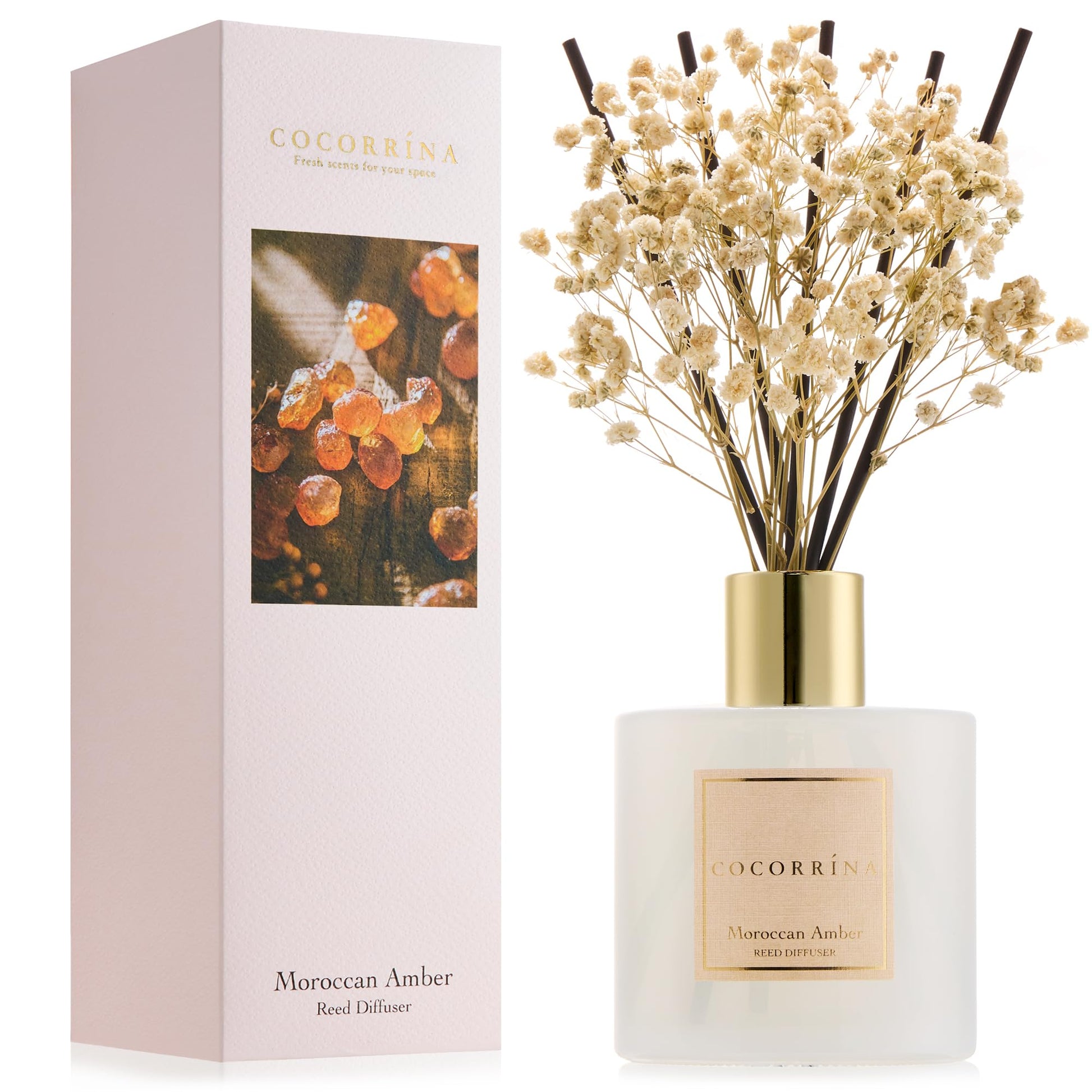 Cocorrína Reed Diffuser Set, Clean Linen 6.7 fl oz Scented Diffuser with Sticks Home Fragrance Reed Diffuser for Bathroom Shelf Decor