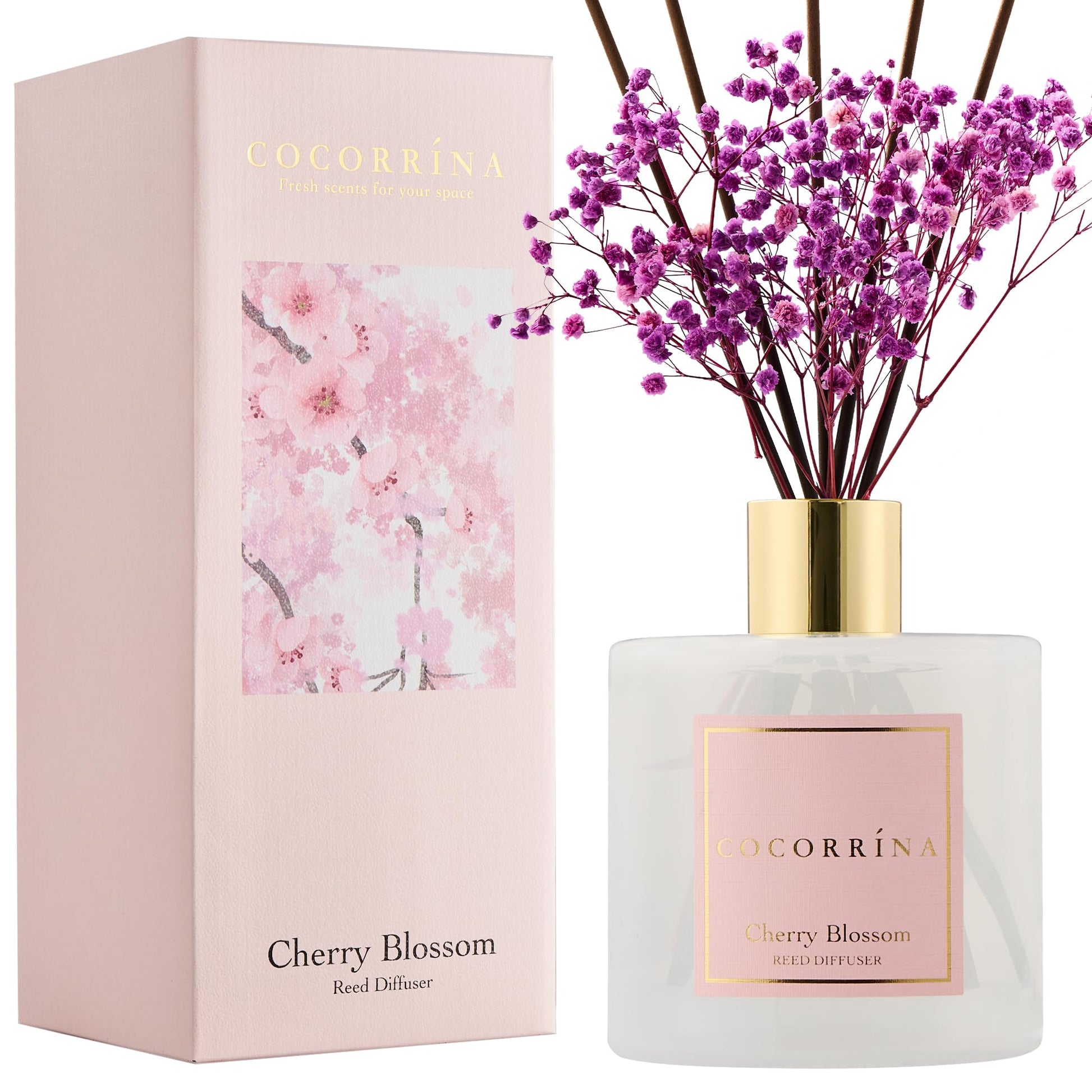 Cocorrína Reed Diffuser Set, Clean Linen 6.7 fl oz Scented Diffuser with Sticks Home Fragrance Reed Diffuser for Bathroom Shelf Decor