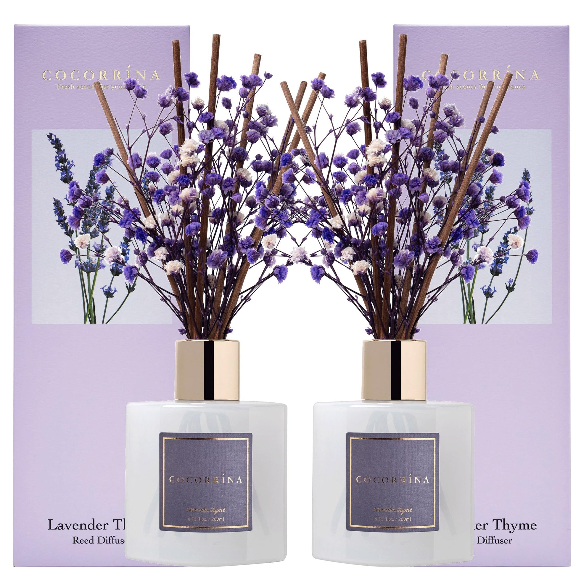 Cocorrína Reed Diffuser Set, Clean Linen 6.7 fl oz Scented Diffuser with Sticks Home Fragrance Reed Diffuser for Bathroom Shelf Decor