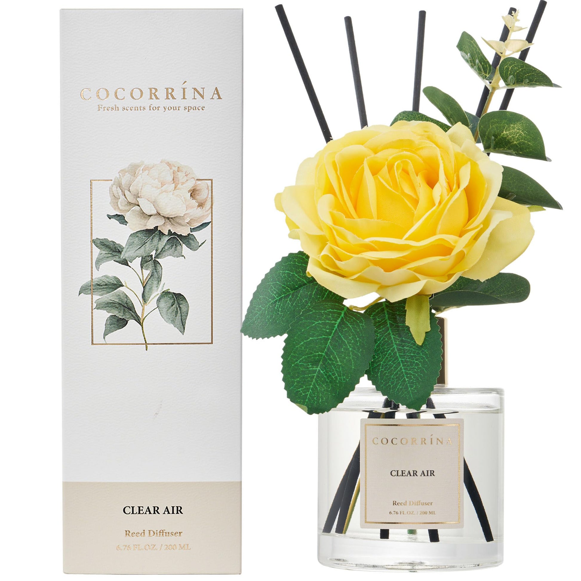 Cocorrína Reed Diffuser Set, Clean Linen 6.7 fl oz Scented Diffuser with Sticks Home Fragrance Reed Diffuser for Bathroom Shelf Decor
