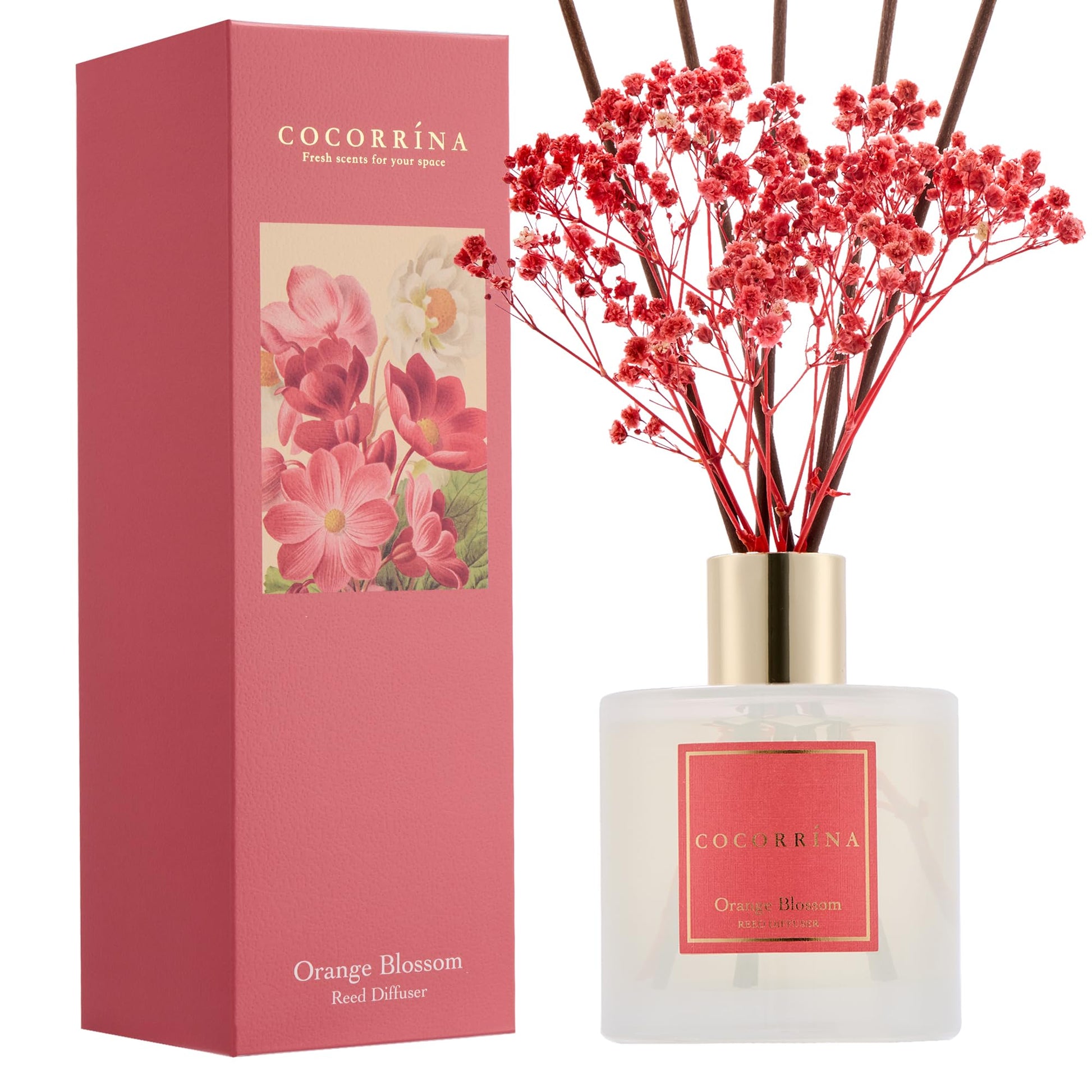 Cocorrína Reed Diffuser Set, Clean Linen 6.7 fl oz Scented Diffuser with Sticks Home Fragrance Reed Diffuser for Bathroom Shelf Decor