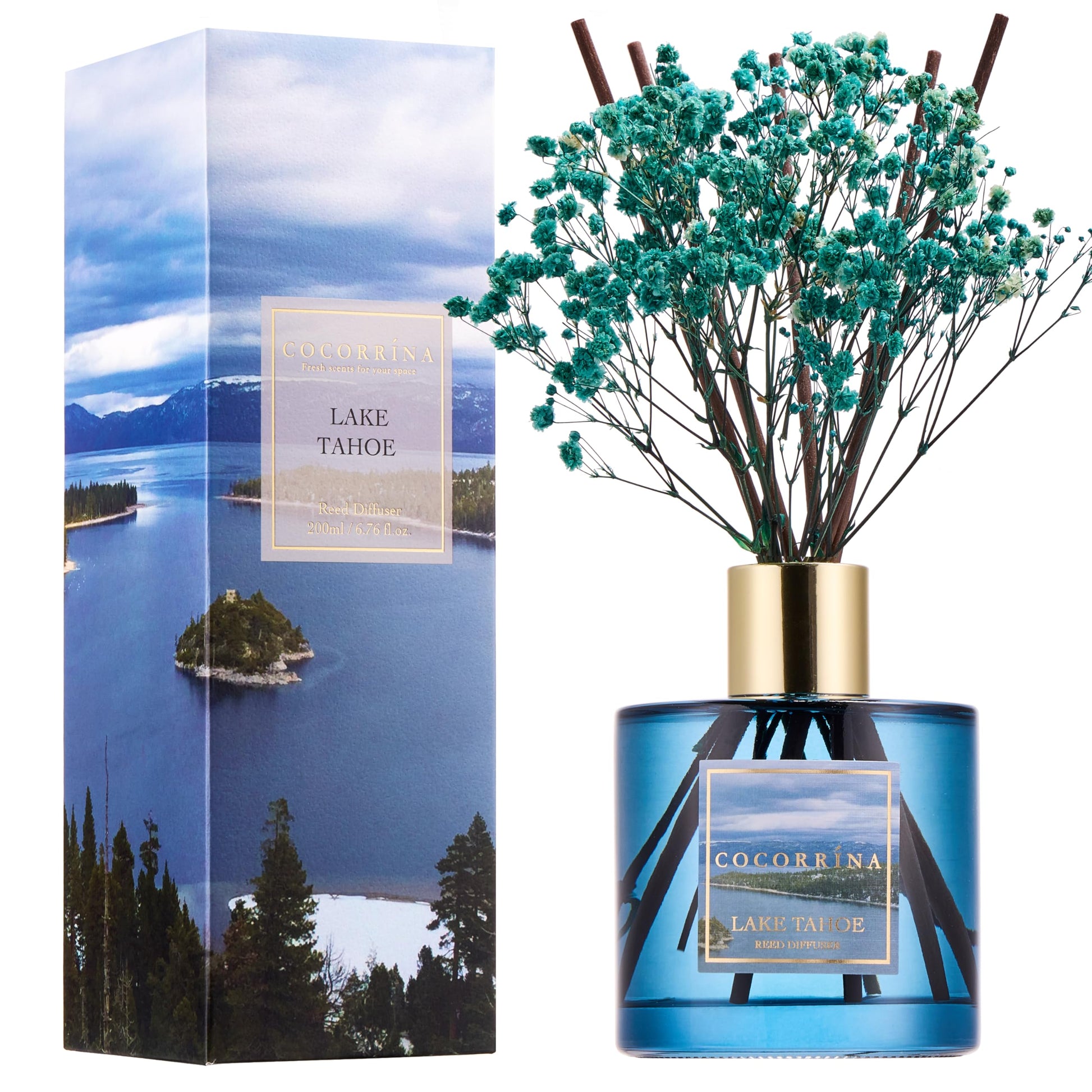 Cocorrína Reed Diffuser Set, Clean Linen 6.7 fl oz Scented Diffuser with Sticks Home Fragrance Reed Diffuser for Bathroom Shelf Decor